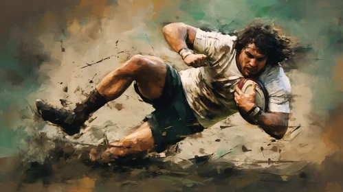 Rugby Player Artwork: A Blend of Strength, Agility, and Artistic Styles AI Image