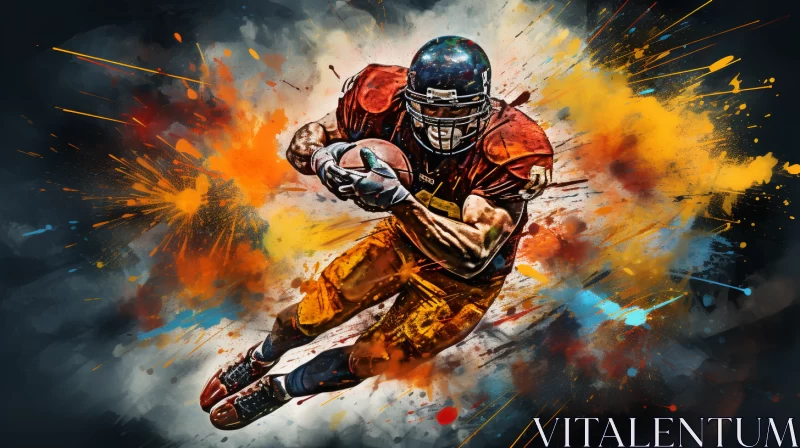 Impressionist Style American Football Artwork in Warm Tones AI Image