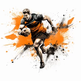 High-Resolution Dramatic Rugby Player Image in Vibrant Colors AI Image