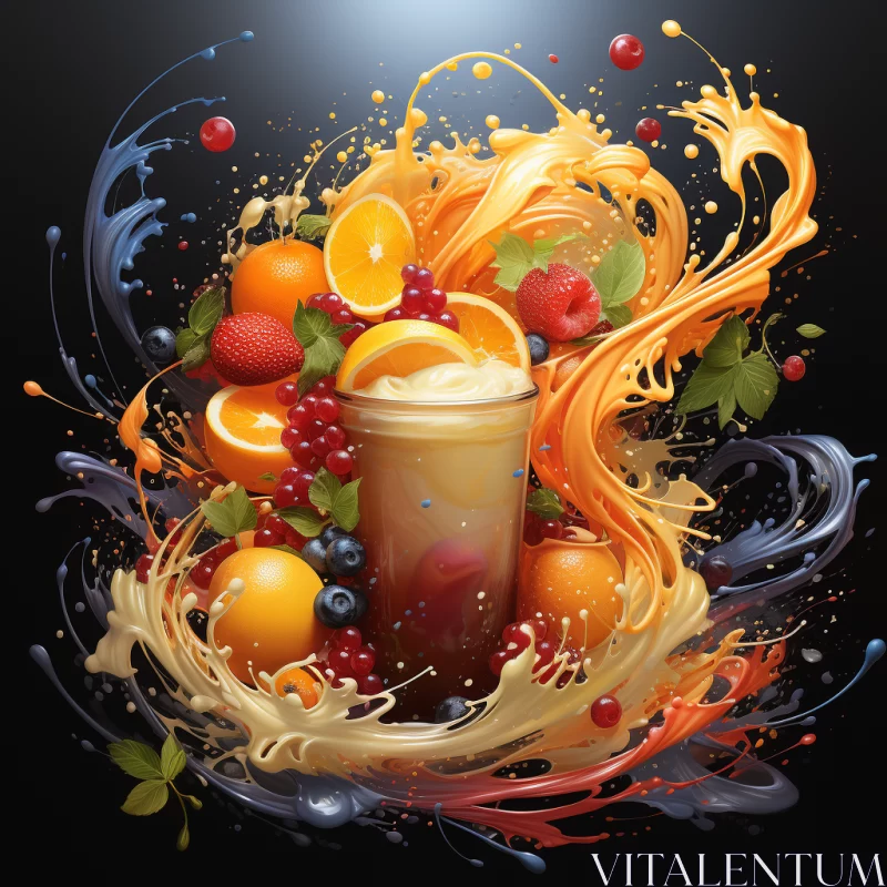 Surrealistic Abstract Fruit Splash Art AI Image