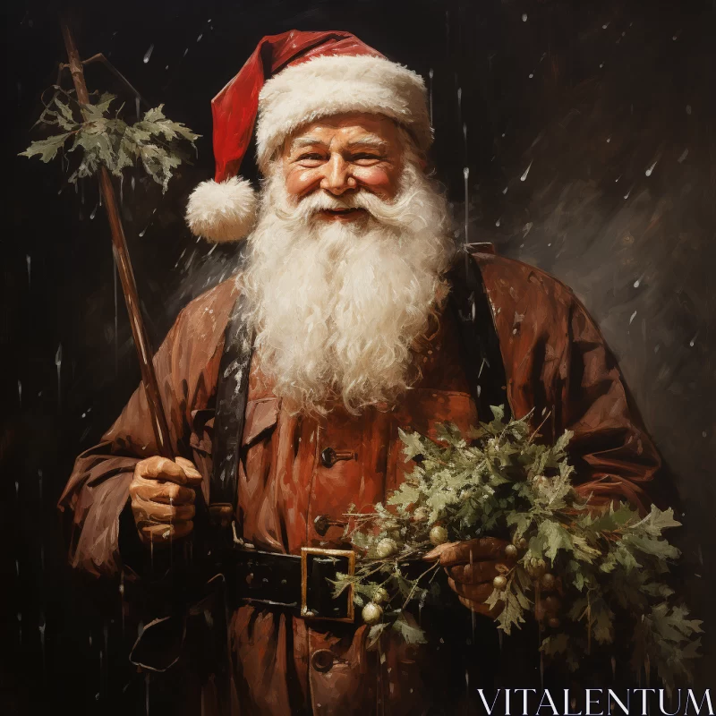 Joyful Santa Claus: A Masterful Post-Processing Painting AI Image