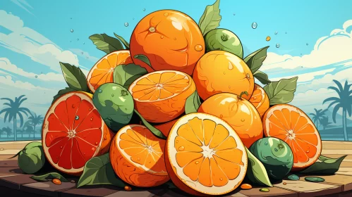 Manga Style Still Life Art: Oranges and Limes