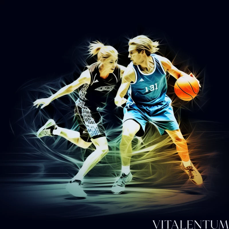 AI ART Dramatic Digitally Airbrushed Basketball Action Image