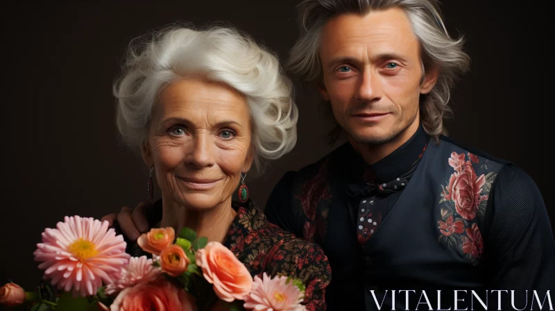Surrealistic Elderly Portraits in Floral Style AI Image