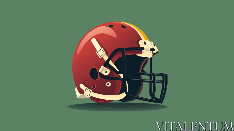 Cartoonish American Football Helmet on Vivid Green Background AI Image