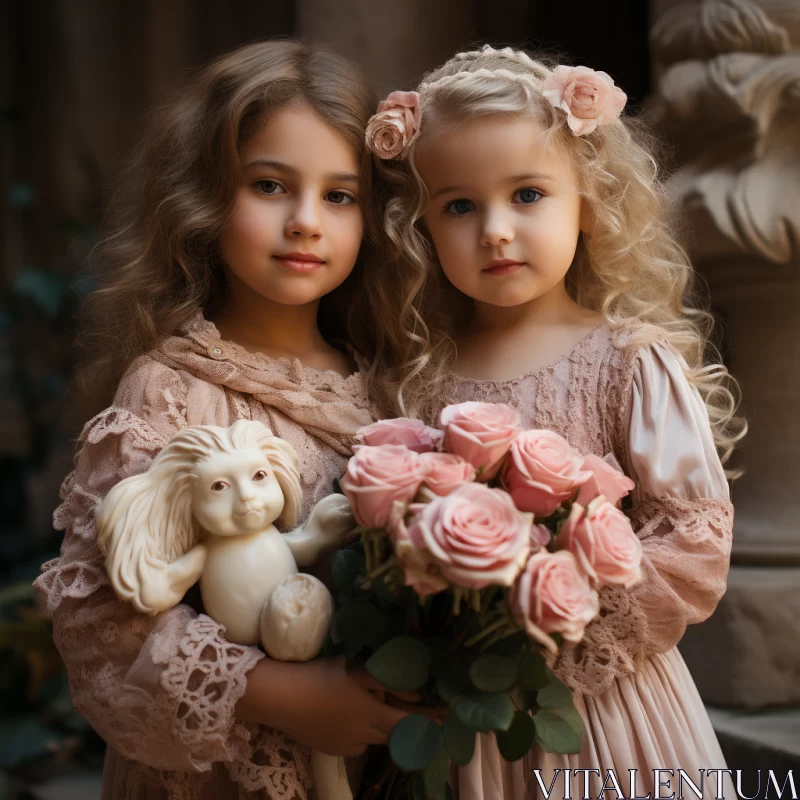 Timeless Elegance: Baroque-Inspired Portrait of Two Girls AI Image