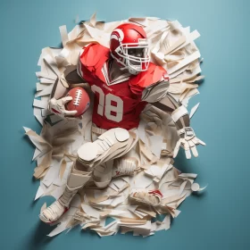Paper Crafted American Football Player in Action AI Image
