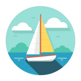 Tranquil Seascape Setting with Sailboat in Vibrant Ocean AI Image