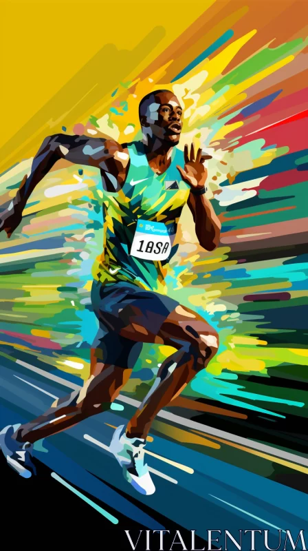 Bold Marathon Runner Art in Yombe-Mbole Style AI Image