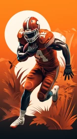 NFL Player Sprinting in Tropical Forest Artwork AI Image