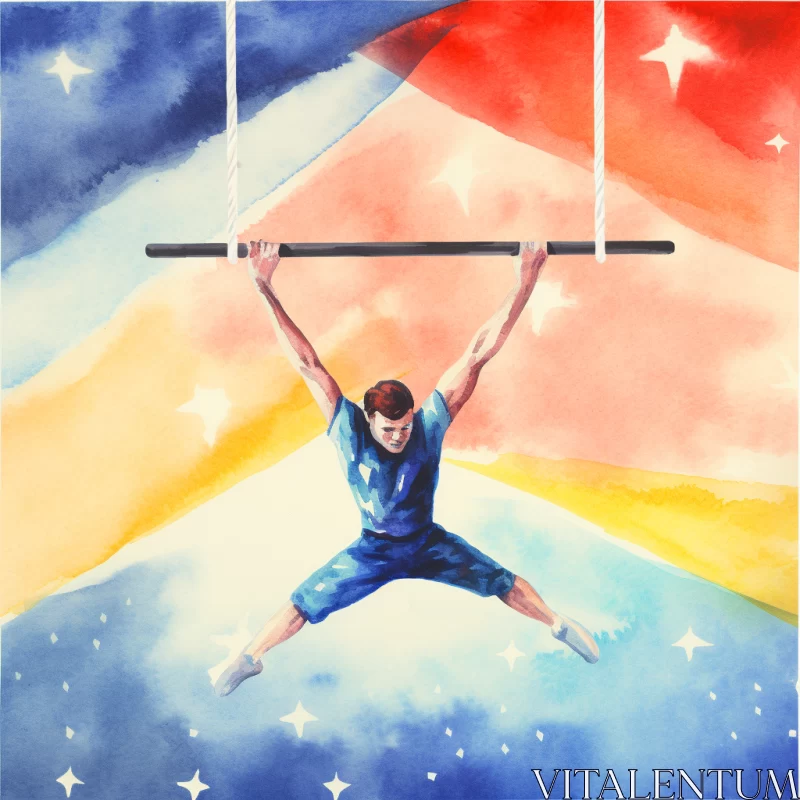 Symphony of Rainbow Hues: Gymnast's Surreal Performance Symbolizing Freedom AI Image