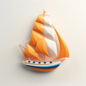 3D-Rendered Vietnamese Ship in Vibrant Orange & White AI Image