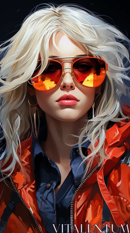 Anime Influenced Digital Art: Girl in Orange Jacket AI Image