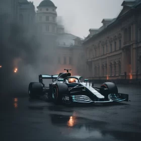 Elegant F1 Car in Historic Metropolis: A Blend of Tradition & Futurism  - AI Generated Images AI Image