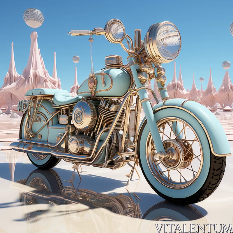 AI ART Retro Futuristic Motorcycle in Exotic Landscape