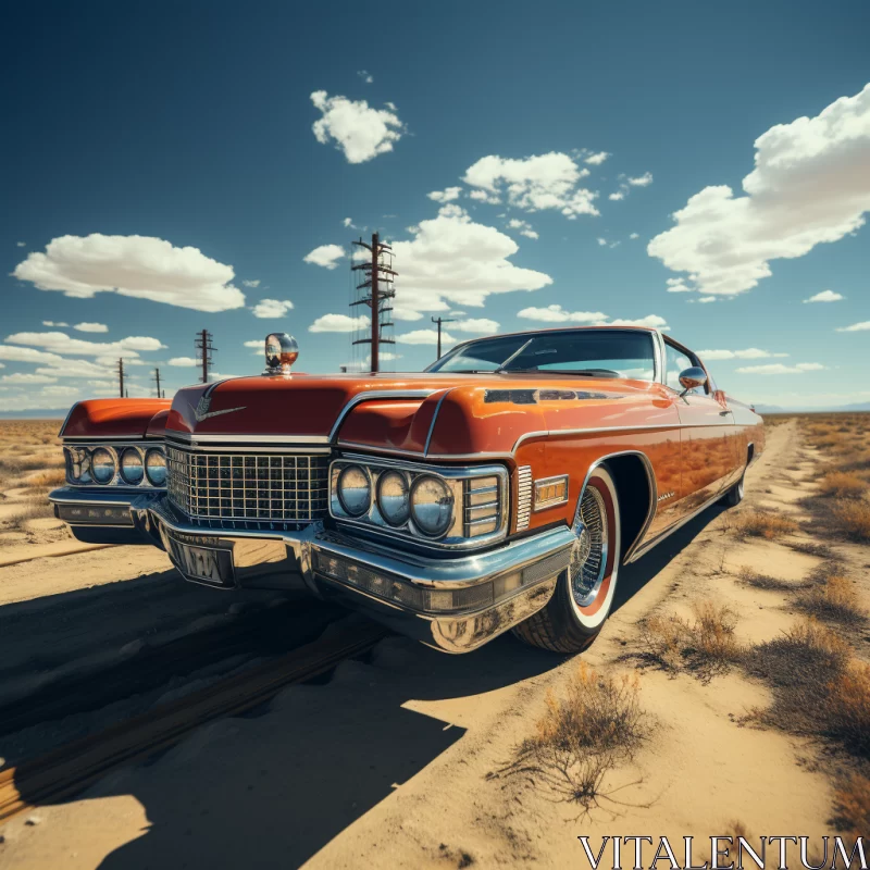 Vintage Cadillac in Desert - A Surrealistic Journey - AI Art images AI Image