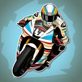 Motorcycle Racer Pop Art Sticker: Speed, Motion, and Depth AI Image