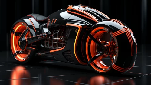 Futuristic Motorcycle in Art Deco Style with Radiant Light Clusters AI Image