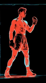 Boxer in Red Tank Top with Pop Art Style & Neon Effects AI Image