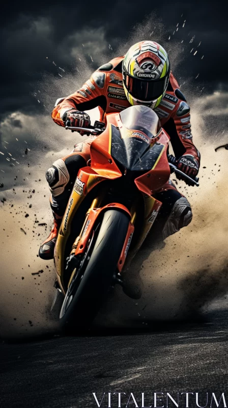 Intense Bike Racing Scene in Cinematic 32K UHD Image with Dynamic Colors AI Image