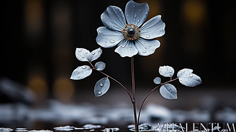 Poetic Elegance of a Bluish Flower - A Nature-Inspired Masterpiece AI Image
