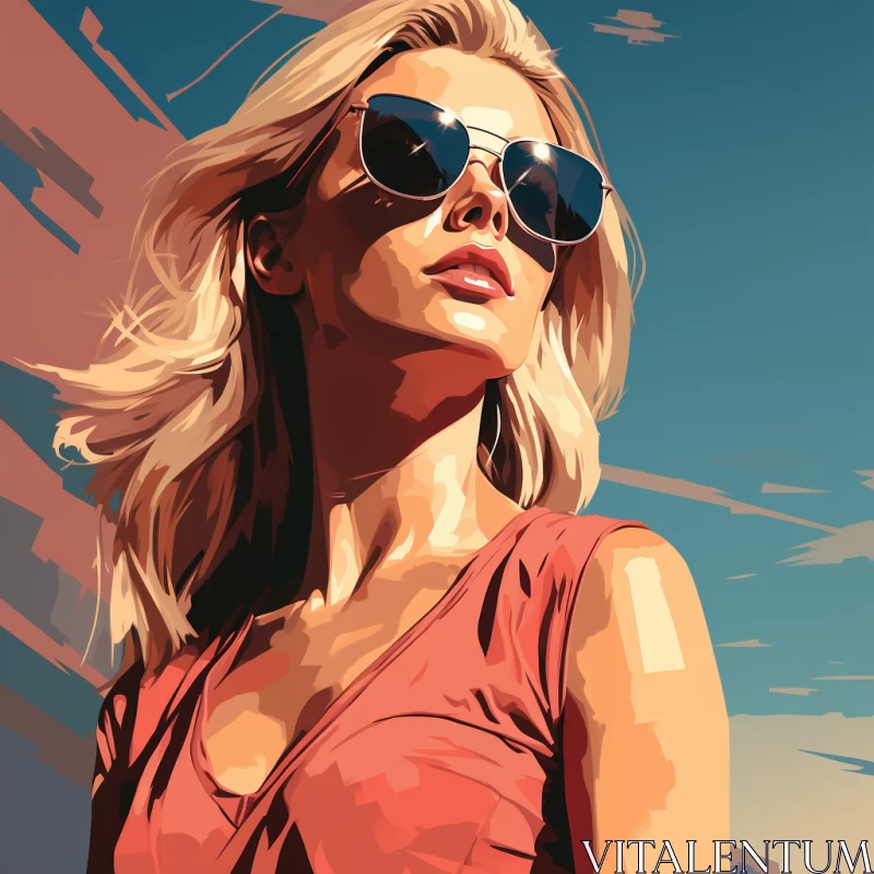 Woman in Sunglasses: A Masterful Blend of Realism and Action Painting AI Image