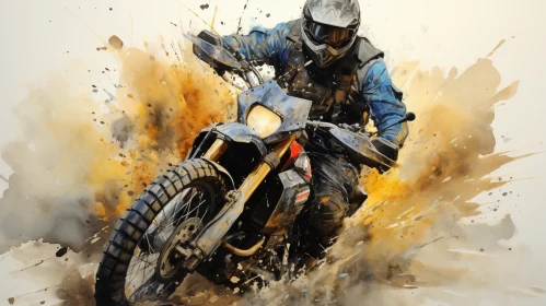 Action-Packed Motorcyclists Race on Asphalt Track Oil Painting AI Image