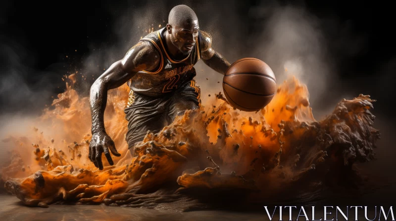 Dynamic Basketball Player Artwork with Abstract Effects AI Image