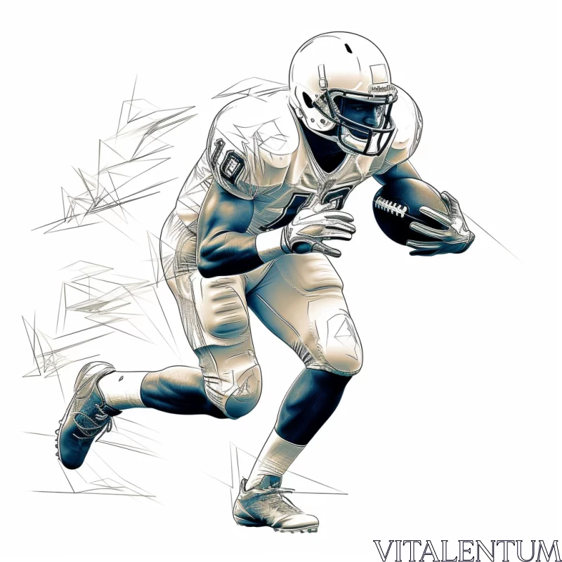 Captivating Football Player Illustration in Graphic Linear Style AI Image