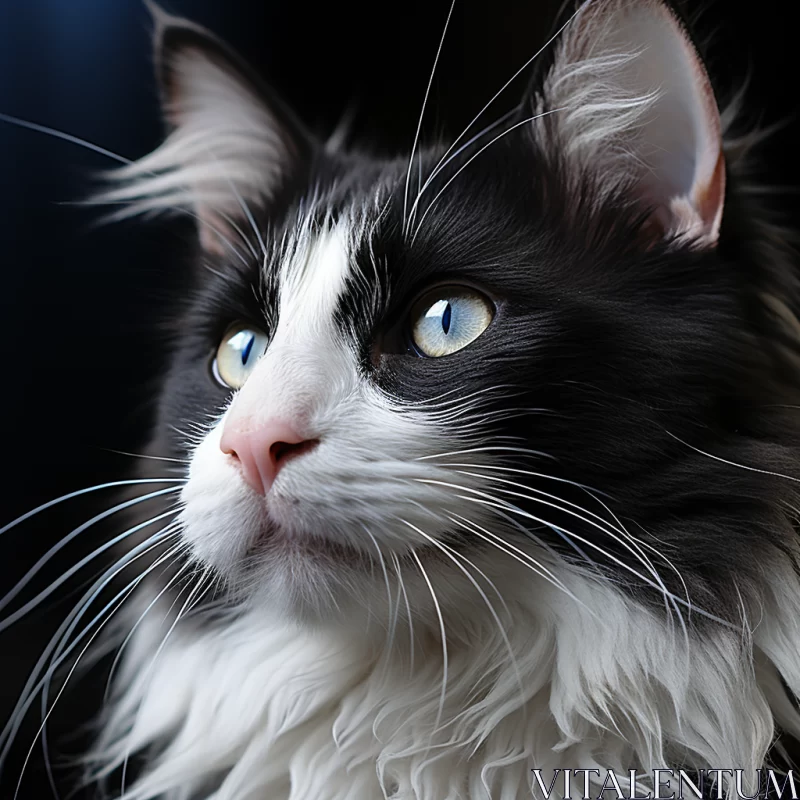 Photorealistic Render of Fluffy Black and White Cat in Daz3D and Unreal Engine 5 AI Image