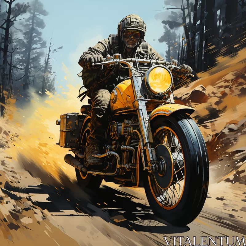Vintage Scoutcore Motorcycle Adventure in Detailed Digital Art AI Image