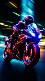 High-Resolution Motorcycle Racing Image with Vibrant Manga Aesthetic AI Image