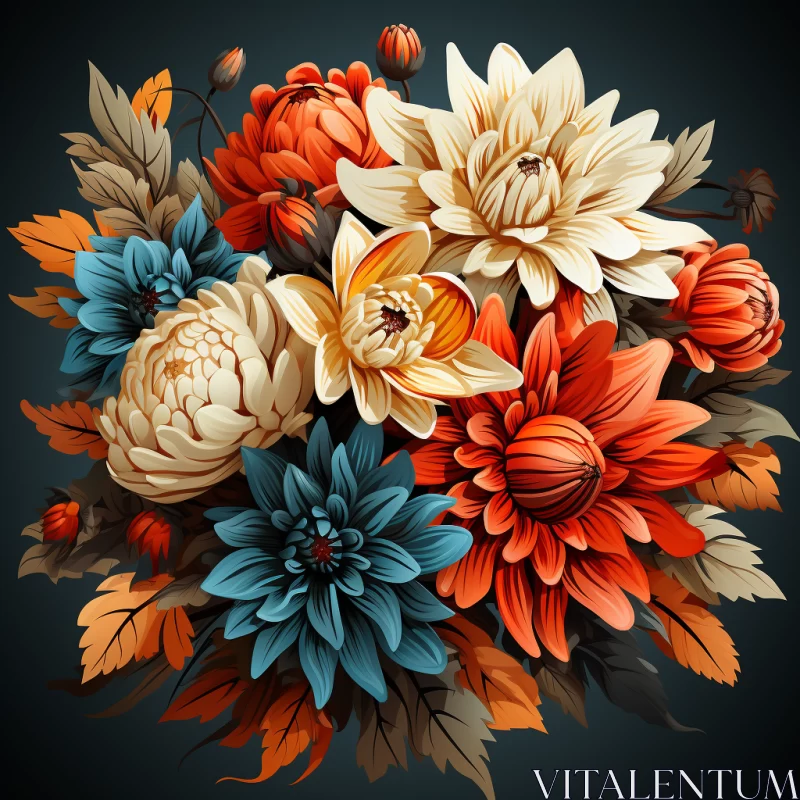 Intricate Bouquet Illustration in Neo-Baroque Style AI Image