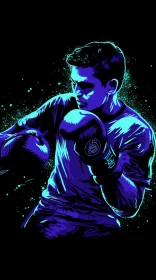 Neo-Pop Boxing Artwork with Ultraviolet Influences and Punk Elements AI Image