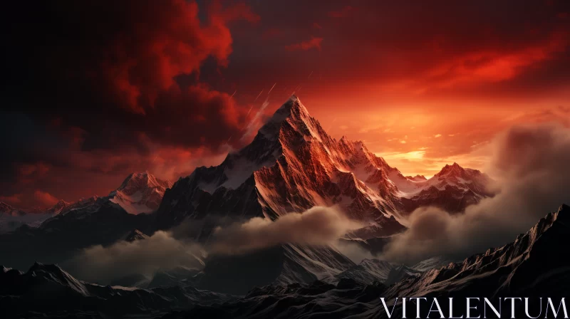 Epic Fantasy Mountain Landscape in Himalayan Art Style AI Image