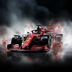 Dramatic Ferrari F1 Racing Car Image in Iconic Red  - AI Generated Images AI Image