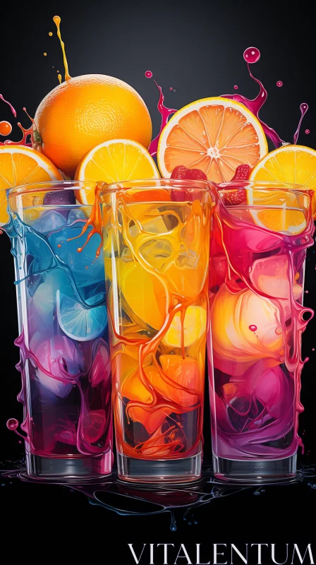 Colorful Liquids in Hyperrealistic and Photorealism Style AI Image