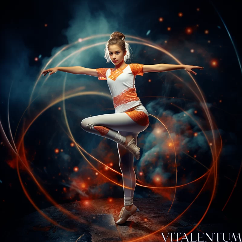AI ART Contest-Winning Ballerina Image with Neon Flames and Intense Color Theme