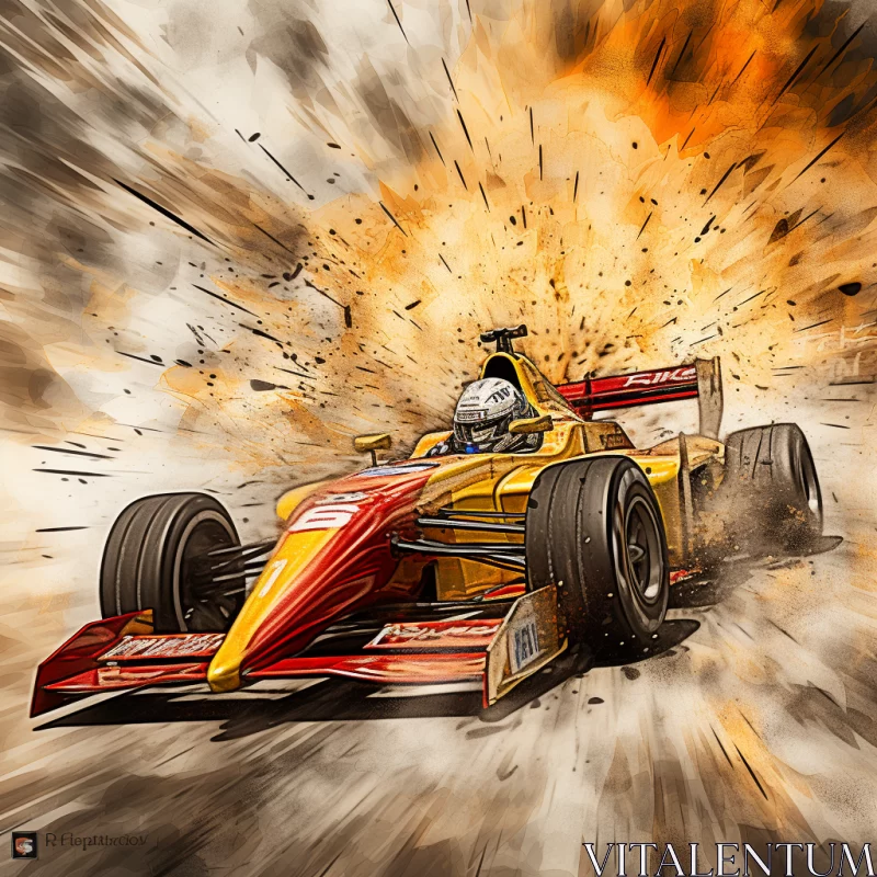 Expressionistic Race Car Painting in Vibrant Colors  - AI Generated Images AI Image