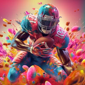 Unconventional Candycore Football Image with Fluid Color Explosion