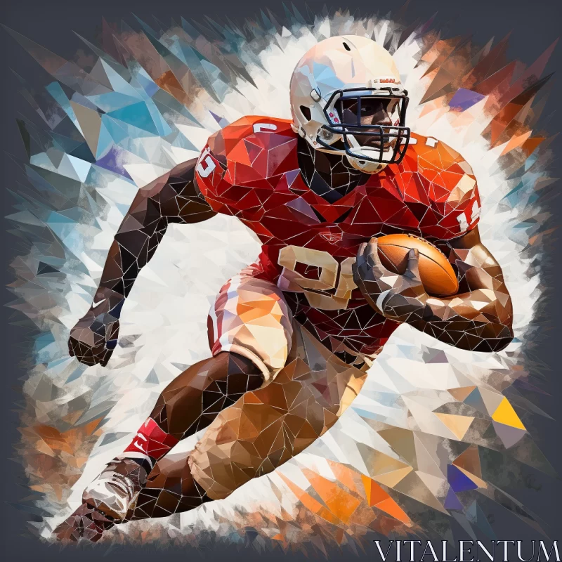 American Football Player in Geometric Abstraction AI Image