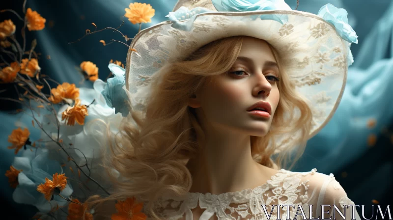 Ethereal Beauty in Rococo Style Dress in Cinematic Hues AI Image