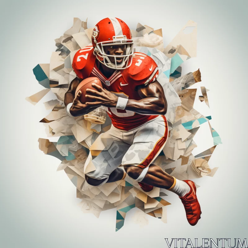 Low-Poly American Football Artwork in Terracotta Palette AI Image