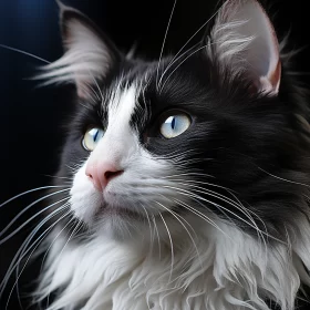 Photorealistic Render of Fluffy Black and White Cat in Daz3D and Unreal Engine 5