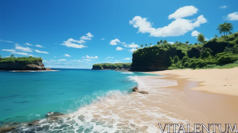 Photorealistic Tropical Beach Scene with Xbox 360 Graphics AI Image