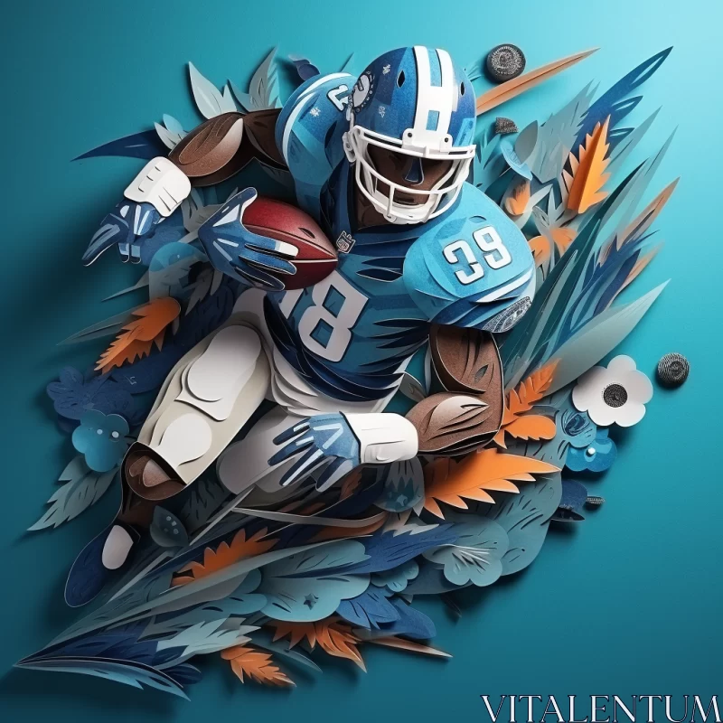 3D Paper Art of Football Player with Wildlife Background AI Image