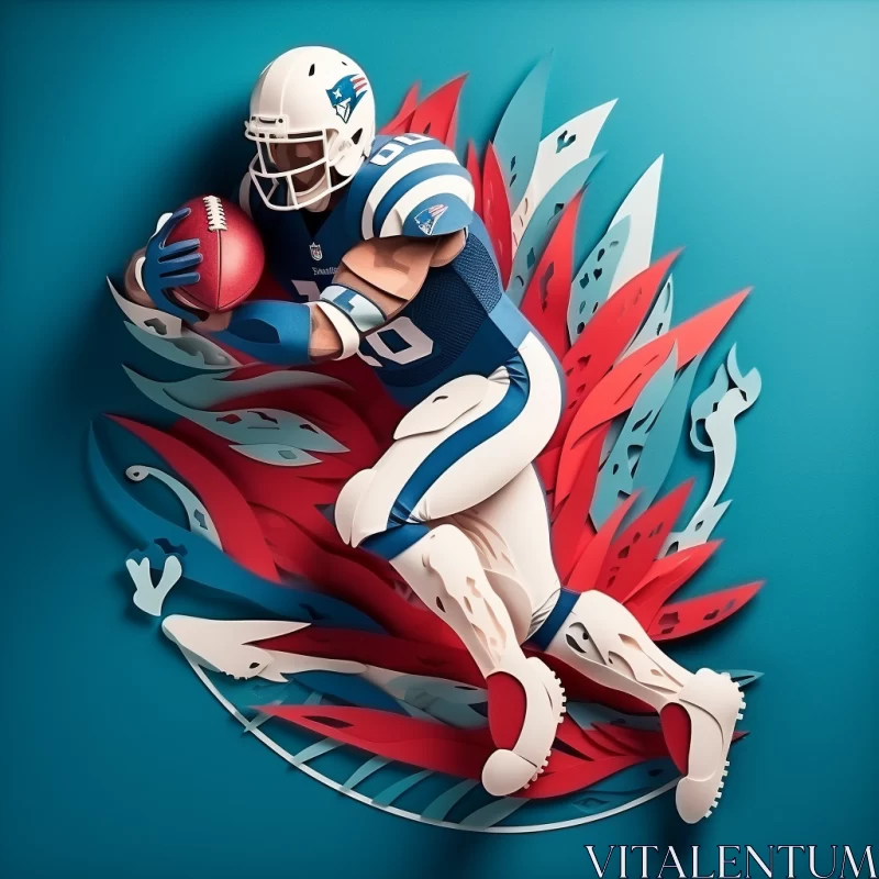 American Football Player in Action: Navy & White Artwork AI Image