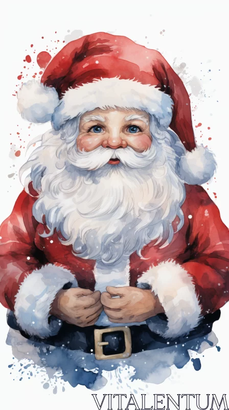 Watercolour Santa Claus Portrait - Christmas Illustration AI Image