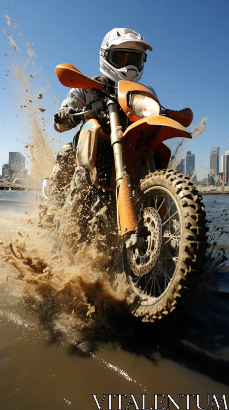 Dirt Bike Rider in Action on Muddy Terrain - 20MP High-Resolution Image AI Image