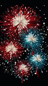 Fireworks Display - A Night Sky Lit in Patriotic Style AI Image